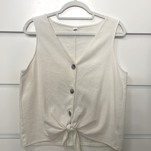 OLD NAVY Cropped Tie-Hem Textured-Knit Sleeveless Top L nwot - Picture 4 of 8